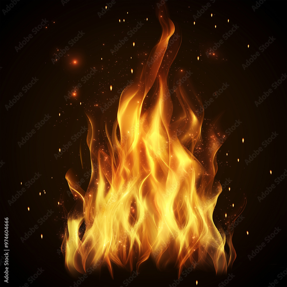 The Realistic burning fire flames, game element, Illustration The Realistic burning fire flames, game element, Illustration