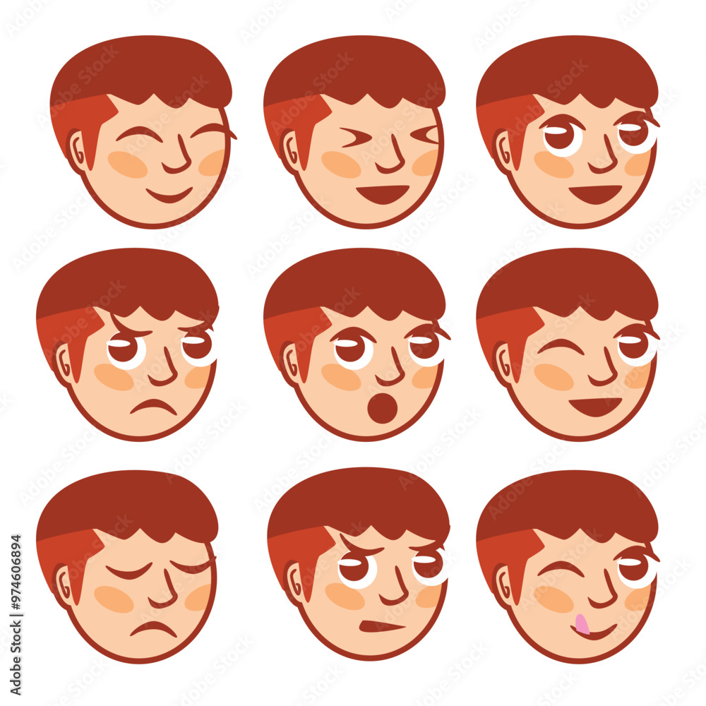 Vector character funny. Illustration of cute faces Vector character funny. Illustration of cute faces