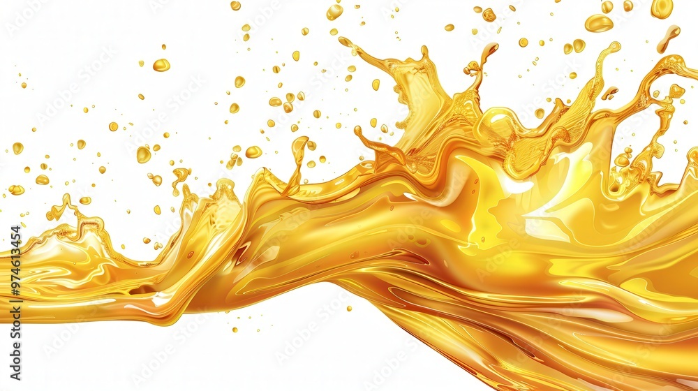 Fototapeta premium Golden oil splash, vibrant liquid cascading in dynamic shapes, capturing the essence of movement and fluidity, a striking visual of richness and elegance