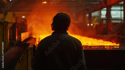 Worker in a Fiery Foundry: Capturing the Intensity of Industrial Labor