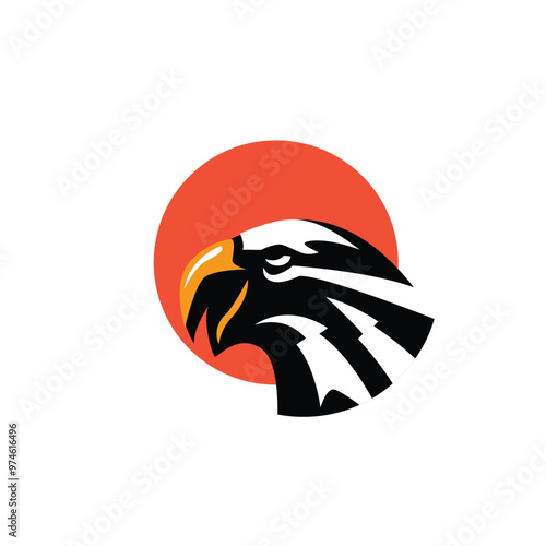 Bird head badge mascot logo design, eagle, falcon or hawk emblem vector icon 