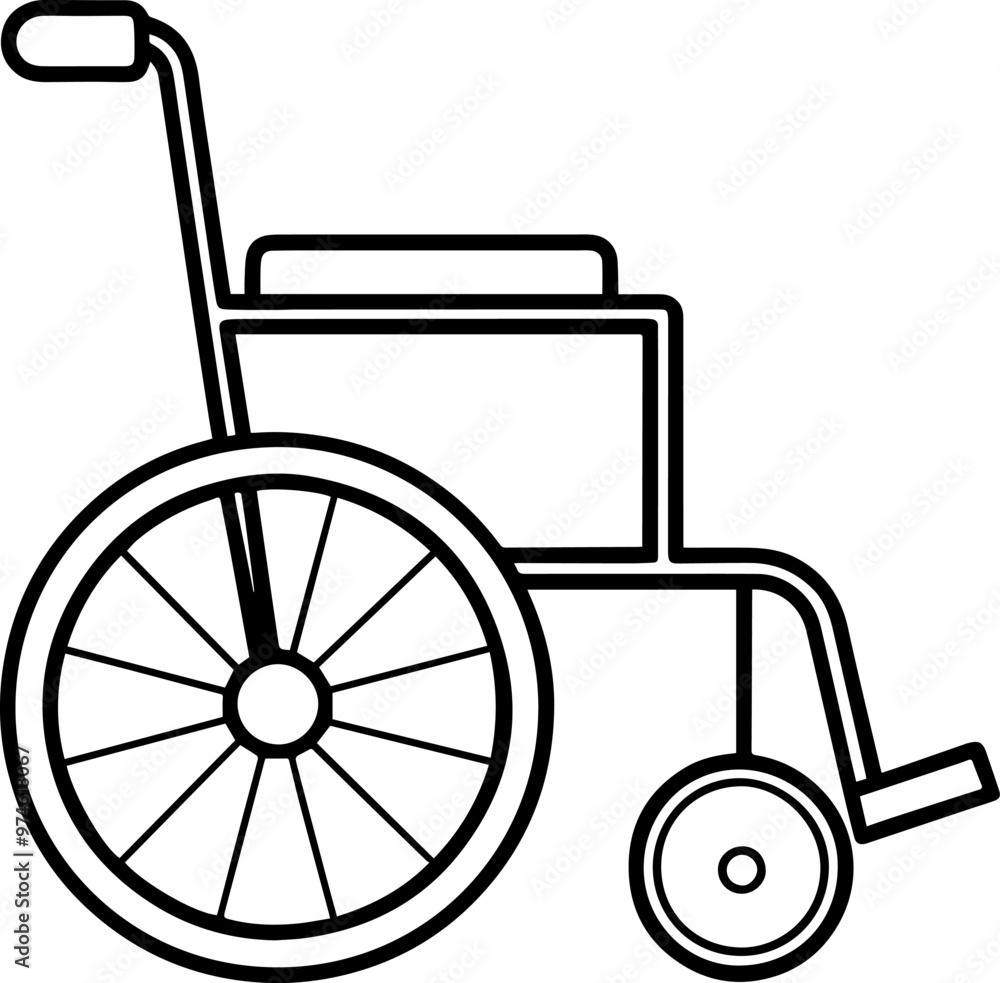 Wheelchair line art silhouette vector illustration Wheelchair line art silhouette vector illustration