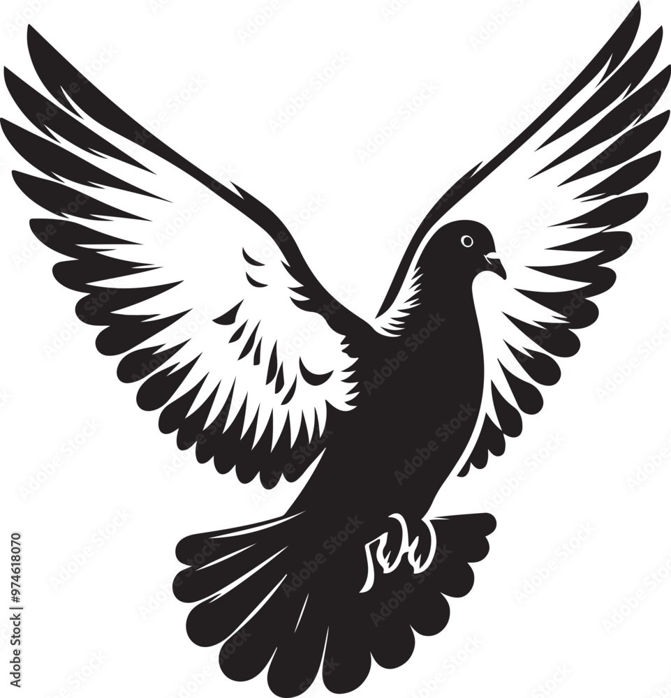 Fototapeta premium silhouette Pigeon ,vector illustration,white background generative ai