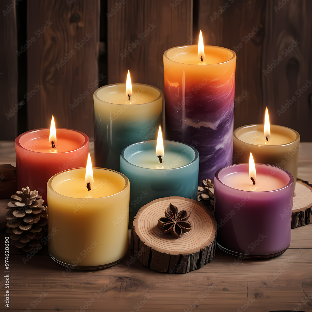 Aromatherapy Candles on Wooden Table Aromatherapy Candles on Wooden Table