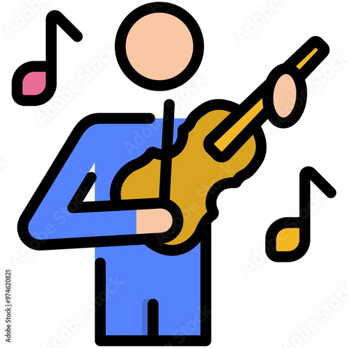 violin filled line icon