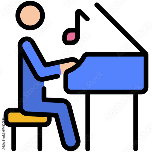 pianist filled line icon