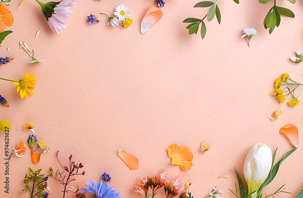 Floral Frame on Peach Background Floral Frame on Peach Background
