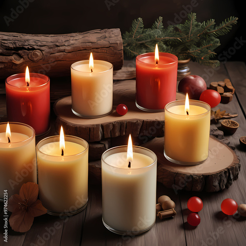 Aromatherapy Candles on Wooden Table