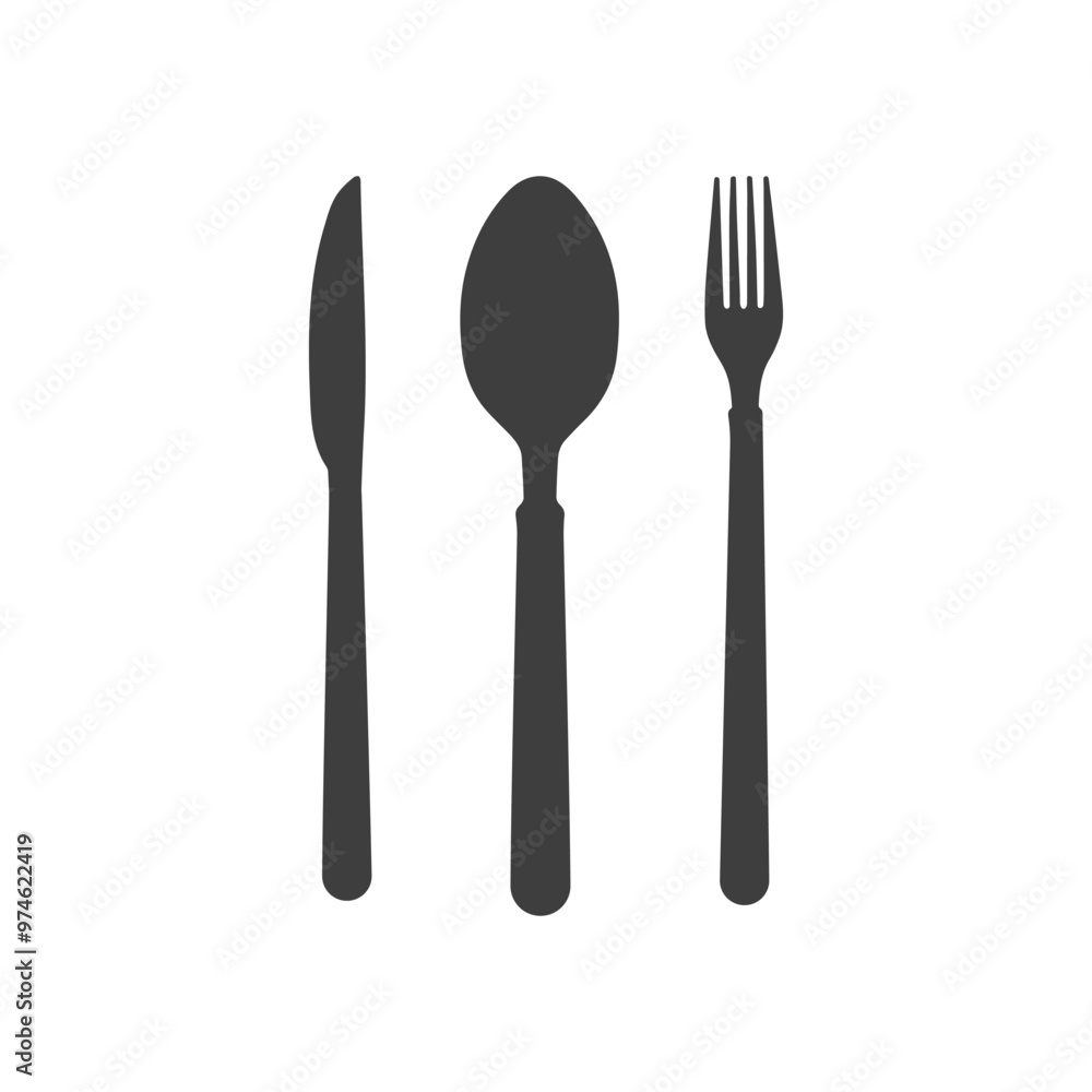 Set of vector icons spoon fork knife. Restaurant utensils symbols. Food Utensils Vector Design Illustration Set of vector icons spoon fork knife. Restaurant utensils symbols. Food Utensils Vector Design Illustration