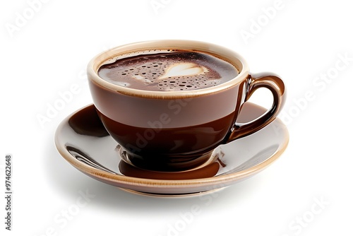 Close-up view of a brown coffee cup on an isolated white background. Concept of refreshment and relaxation. AI generated