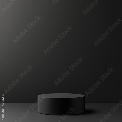 black podium on a black background