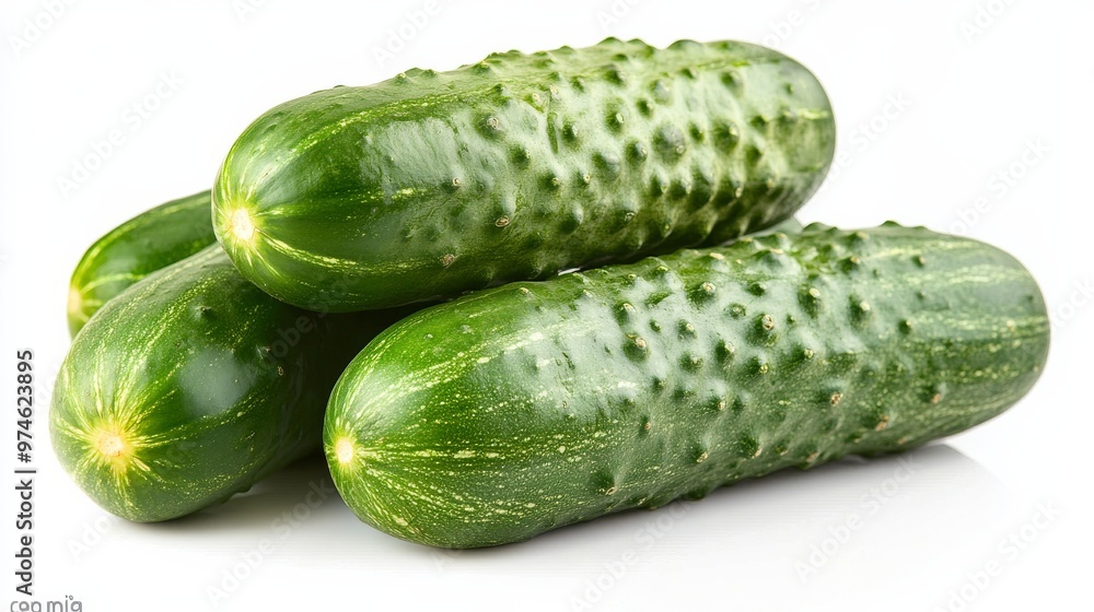 Fresh green cucumbers on a white background. Fresh green cucumbers on a white background.