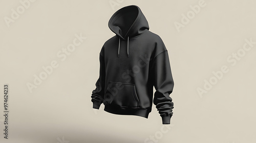 Floating 3D hoodie mockup with texture shadows