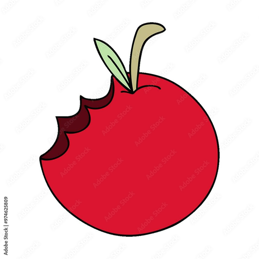 hand drawn quirky cartoon apple