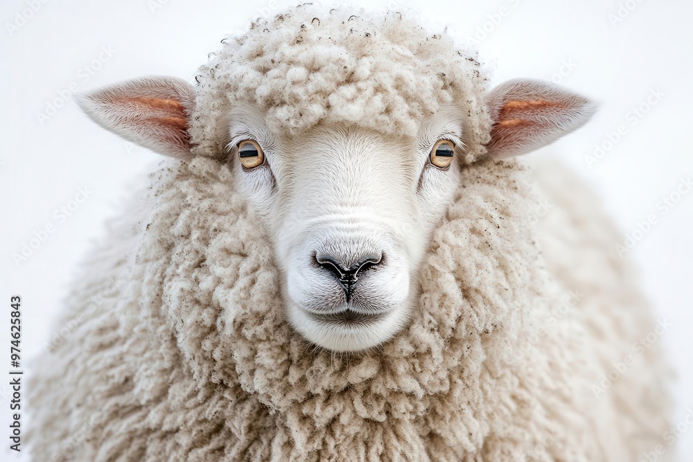 fluffy sheep with expressive face isolated on pure white background highkey studio lighting accentuating wooly texture fluffy sheep with expressive face isolated on pure white background highkey studio lighting accentuating wooly texture