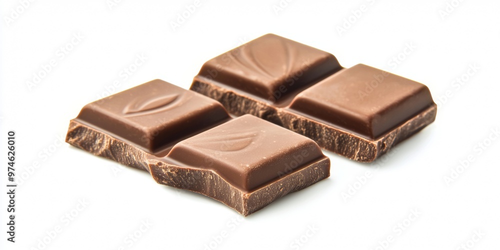 Pieces of tasty milk chocolate on white background Pieces of tasty milk chocolate on white background