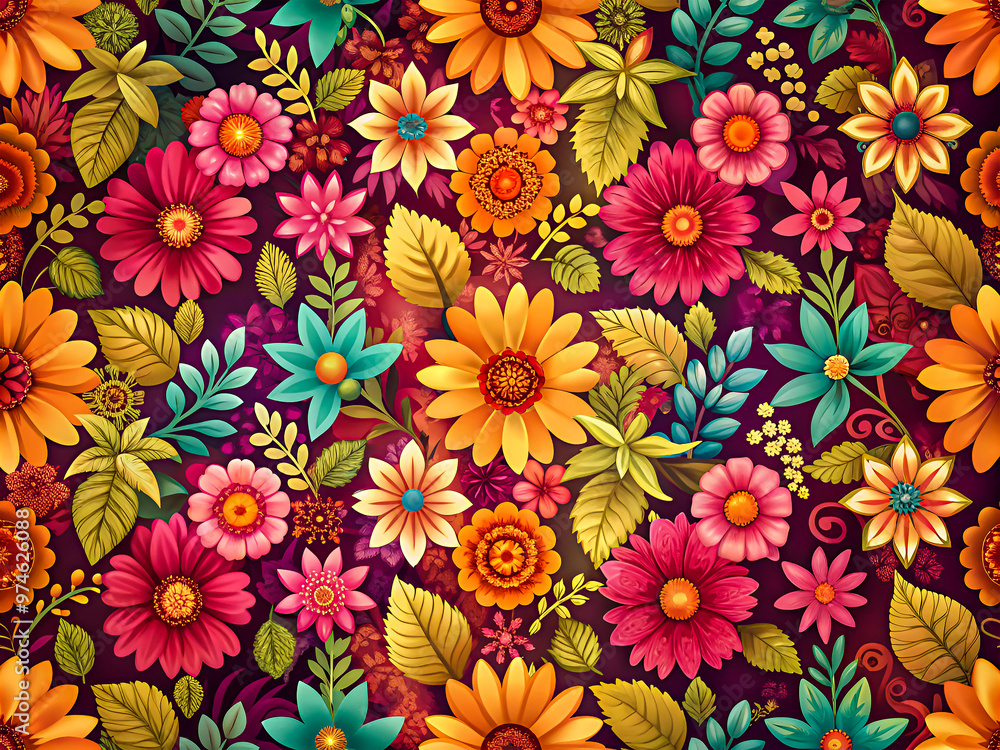 Colorful flowers seamless pattern Colorful flowers seamless pattern