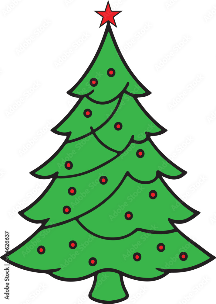Christmas tree vector art illustration on a white background Christmas tree vector art illustration on a white background