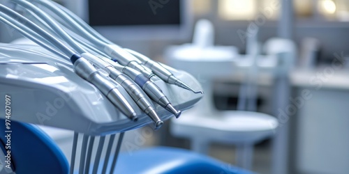 Ready for Dental Care: Gleaming tools await patients at a modern dental clinic, promising a comfortable and professional experience. photo