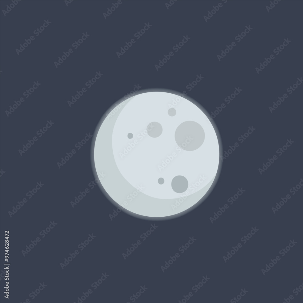 grey full moon in flat vector design. grey full moon in flat vector design.