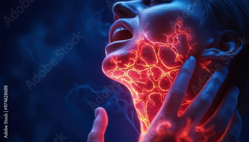 A cinematic depiction of a person experiencing anaphylaxis