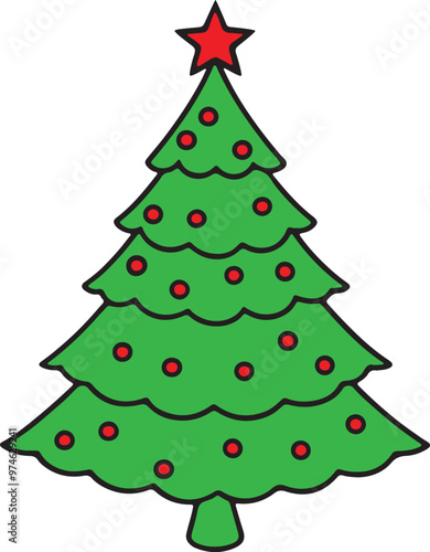 Christmas tree vector art illustration on a white background