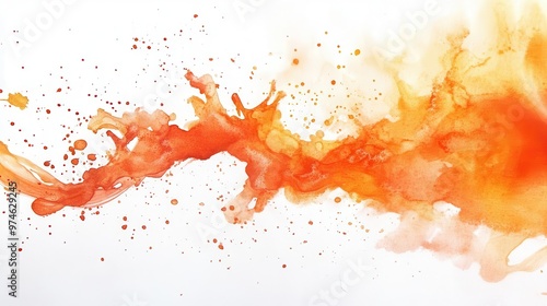 abstract watercolor splash in vibrant orange hues creating a dynamic and expressive artistic composition