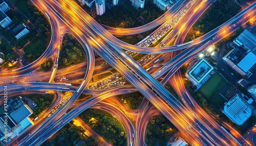 Top View Of Expressway: Road Traffic As Vital Infrastructure In Thailand, Aerial Perspective Of Essential Transportation System In Southeast Asia. Top View Of Expressway: Road Traffic As Vital Infrastructure In Thailand, Aerial Perspective Of Essential Transportation System In Southeast Asia.