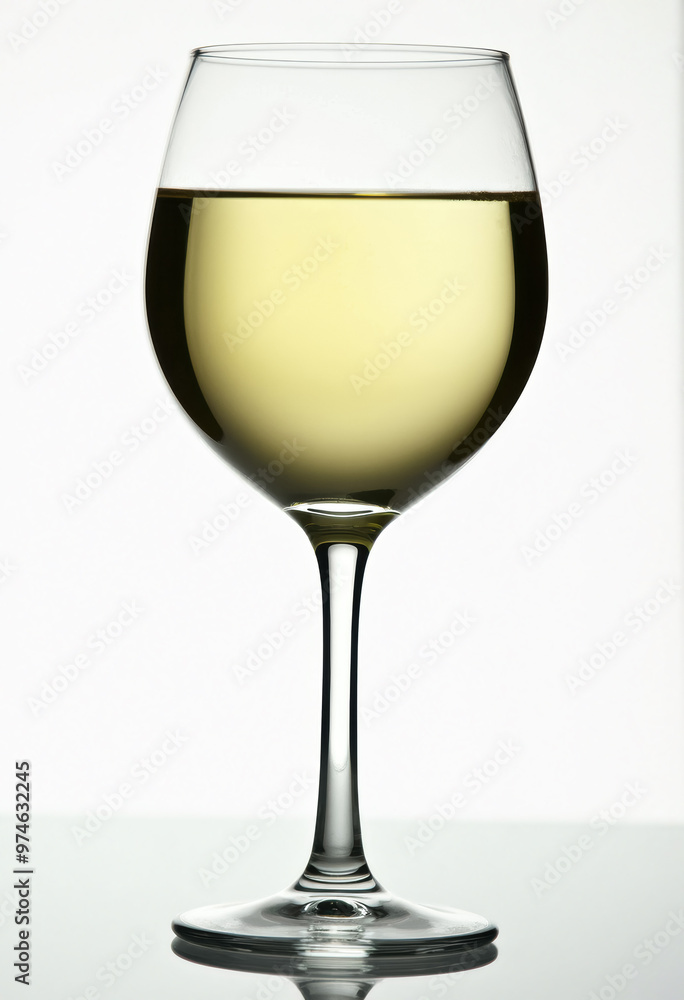 A wine glass filled with white wine. A wine glass filled with white wine.