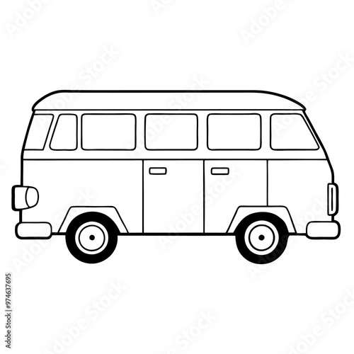 van outline coloring book page line art drawing