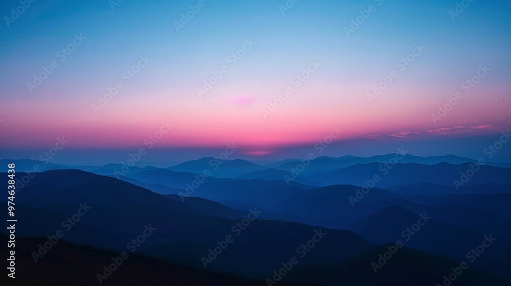 Fototapeta premium Minimalist Background: Dramatic Sunset Over a Beach Horizon with Soft Blue and Red Gradients 