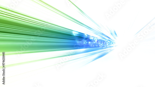 lines of blue & green lights . lights of cars with night. long exposure on transparent background.