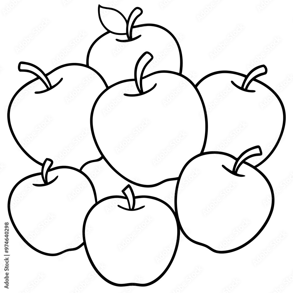 Fototapeta premium various apples outline coloring book page line art drawing
