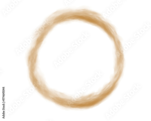 Fog or smoke. Yellow ring of smog cloud on isolated transparent special effect. Smoke cloud as ring, magic haze. Yellow smoke rings from cigarette, pipe or vape. Realistic circle of steam clouds of s