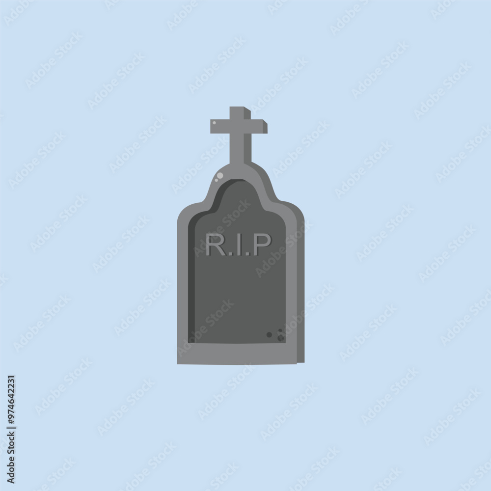 RIP tombstone in flat vector design. RIP tombstone in flat vector design.