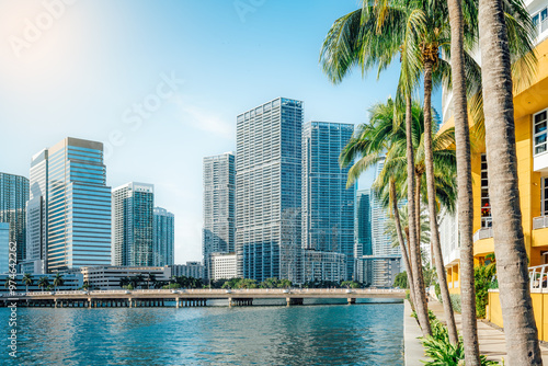 modern buildings of miami seen from brickell key photo