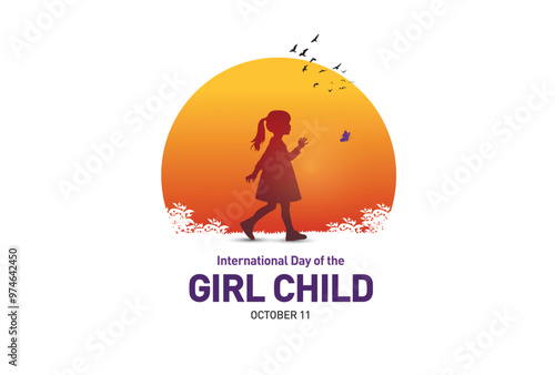 International day of the girl child concept vector illustration.