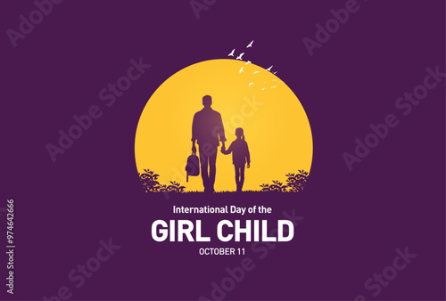 International day of the girl child concept vector illustration.