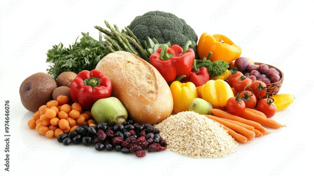 Vibrant assortment of fresh vegetables and grains, perfect for healthy cooking and nutrition. Rich in color and variety. Vibrant assortment of fresh vegetables and grains, perfect for healthy cooking and nutrition. Rich in color and variety.