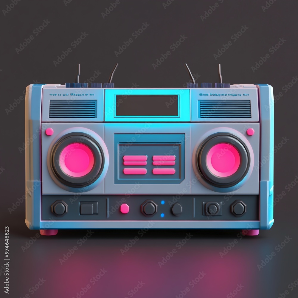 3D Boom Box Icon: Retro Portable Music Player Illustration Logo 3D Boom Box Icon: Retro Portable Music Player Illustration Logo