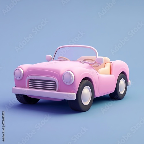 3D Convertible Icon: Vehicle with Open Top Illustration Logo