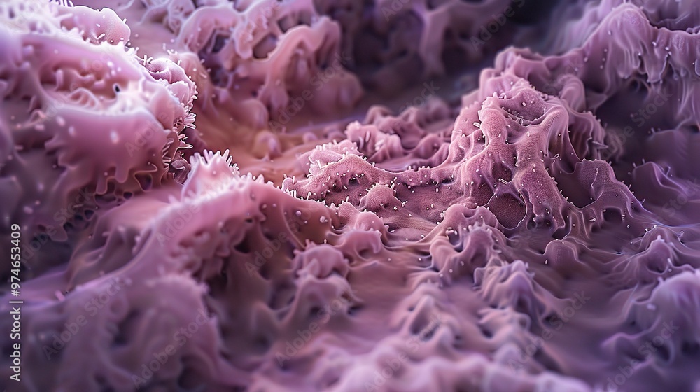 A view of the gastric mucosa. The gastric mucosa has a unique texture and appearance. It might show folds and ridges. There could be a moist look to it A view of the gastric mucosa. The gastric mucosa has a unique texture and appearance. It might show folds and ridges. There could be a moist look to it