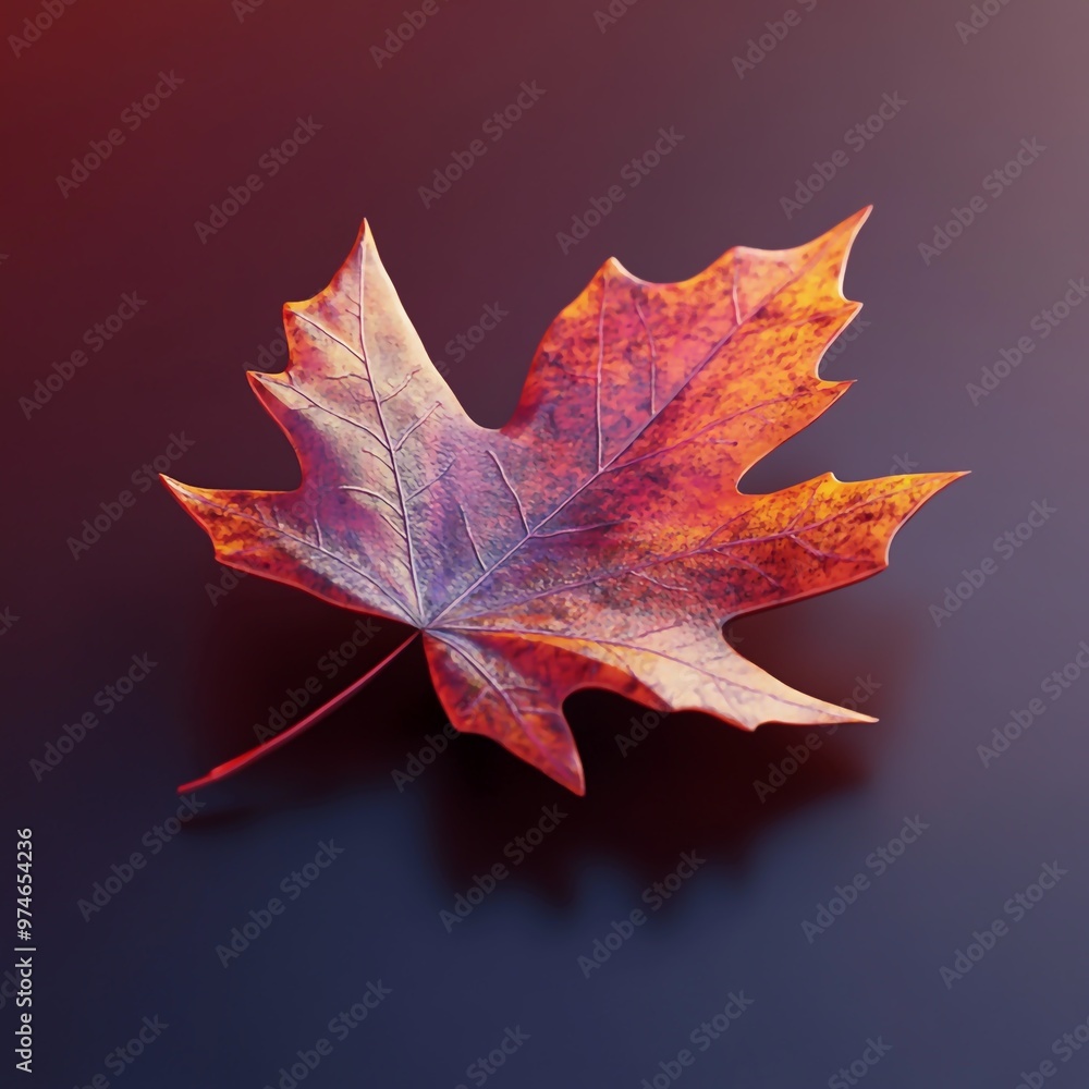 Naklejka premium 3D Fallen Leaf Icon: Autumn Symbol of Change Illustration Logo