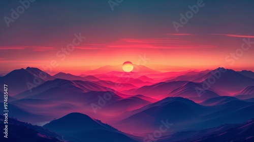 Wallpaper Mural Minimalist Background: Dramatic Sunset Over a Beach Horizon with Soft Blue and Red Gradients
 Torontodigital.ca