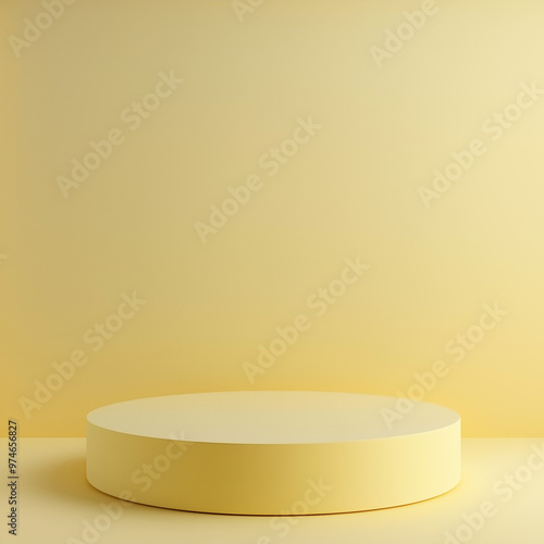 podium with yellow background