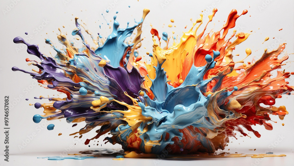 Naklejka premium Explosion of Colored Oil Paint Isolated on White