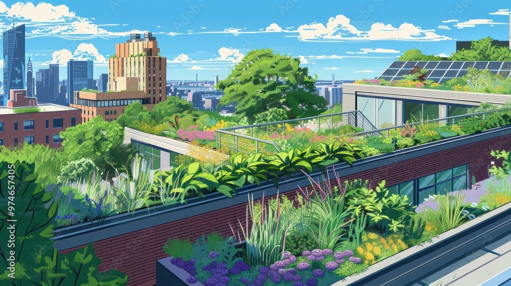 Fototapeta premium Green Roof Cityscape