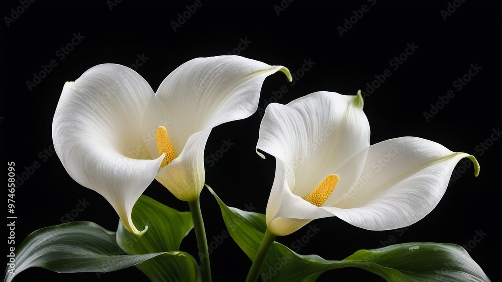 White lilies on a black background White lilies on a black background