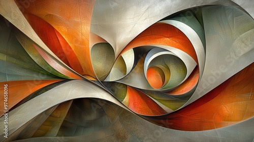 A vibrant abstract artwork featuring swirling shapes and warm colors, evoking creativity and dynamic movement.