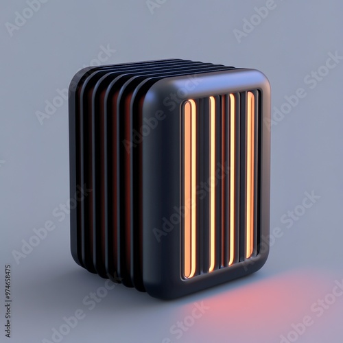 3D Heatsink Icon: Heat Dissipation Component Illustration Logo